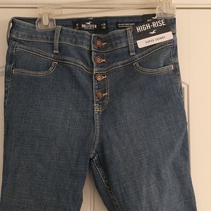 Hollister high-rise super skinny jeans button up